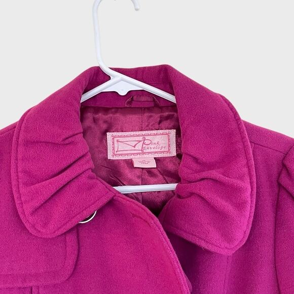 Pink Envelope Women’s Medium Double Breasted Pea Coat Wool Jacket - Picture 3 of 9
